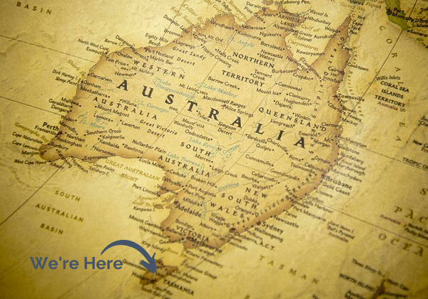 Map of Australia, indicating Tasmania as our Home Base.