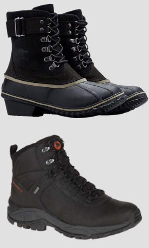 Image of boots we use and pack for cold climates