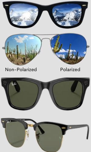 A graphical example of non-polarized and polarized lenses