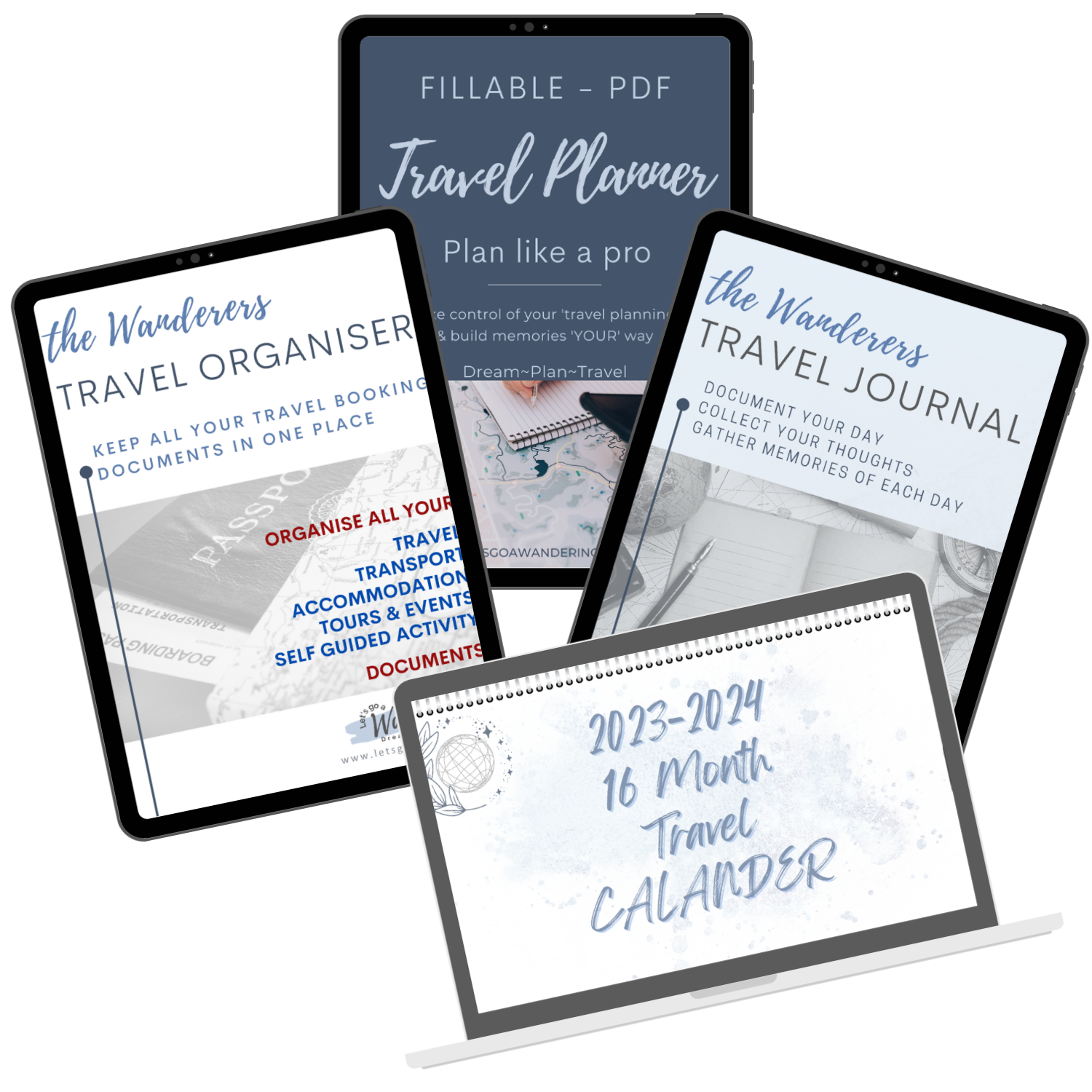 Image of the elements of the digital travel planning bundle